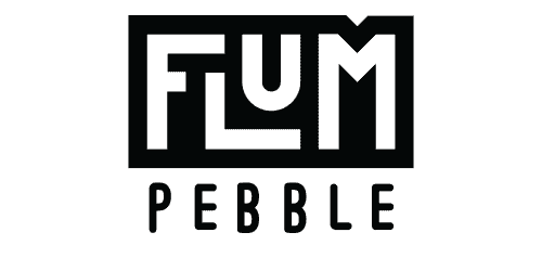 The logo for flum pebble.
