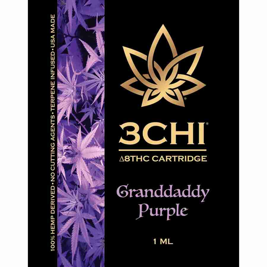 a label for a purple cannabis product.