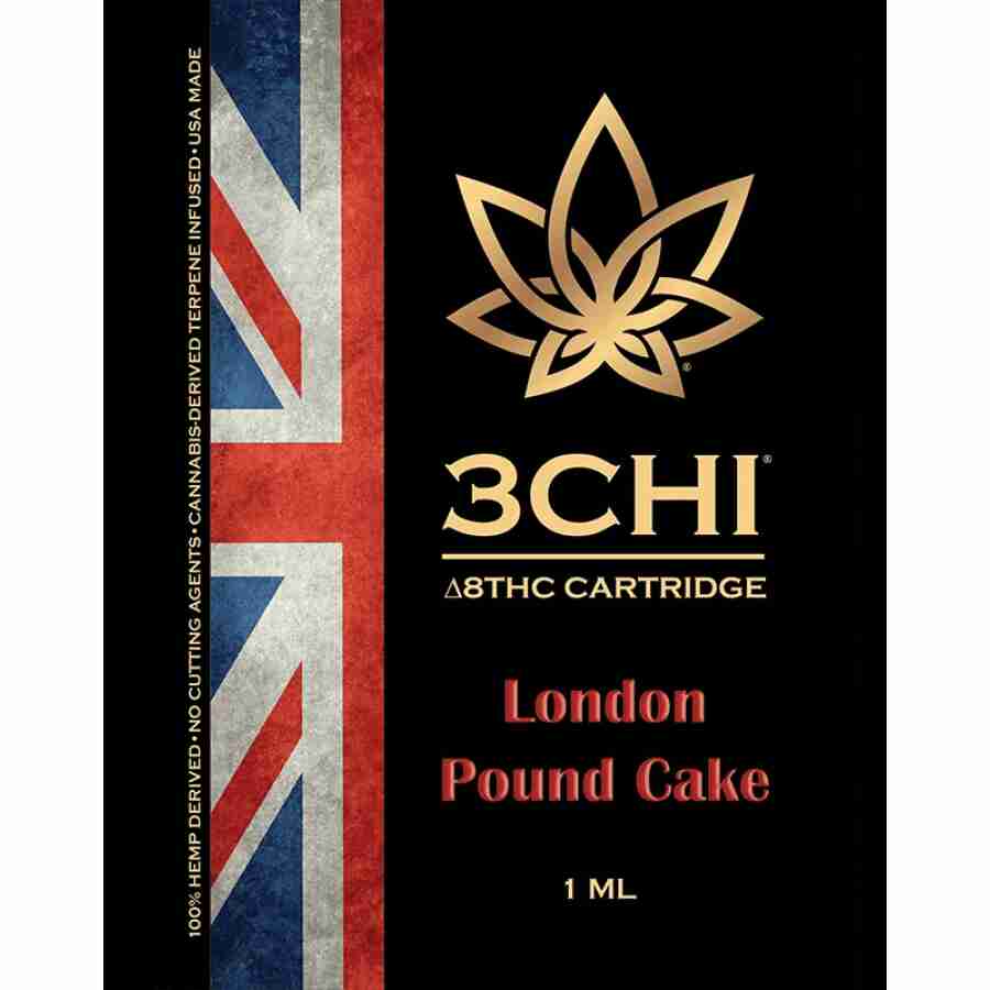 A british flag with the words london pound cake on it.
