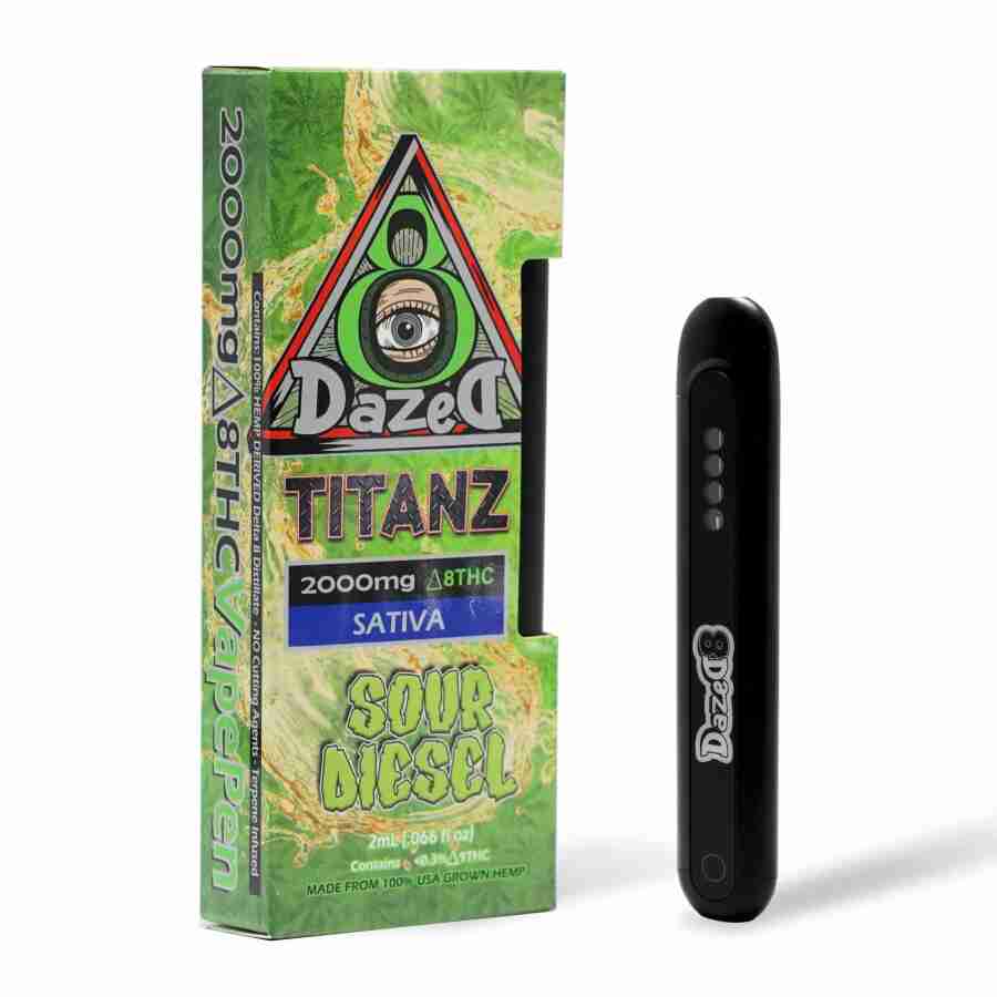 DazeD8 Rechargeable Delta 8 Titanz Disposable Sour Diesel Strain (2 Grams)