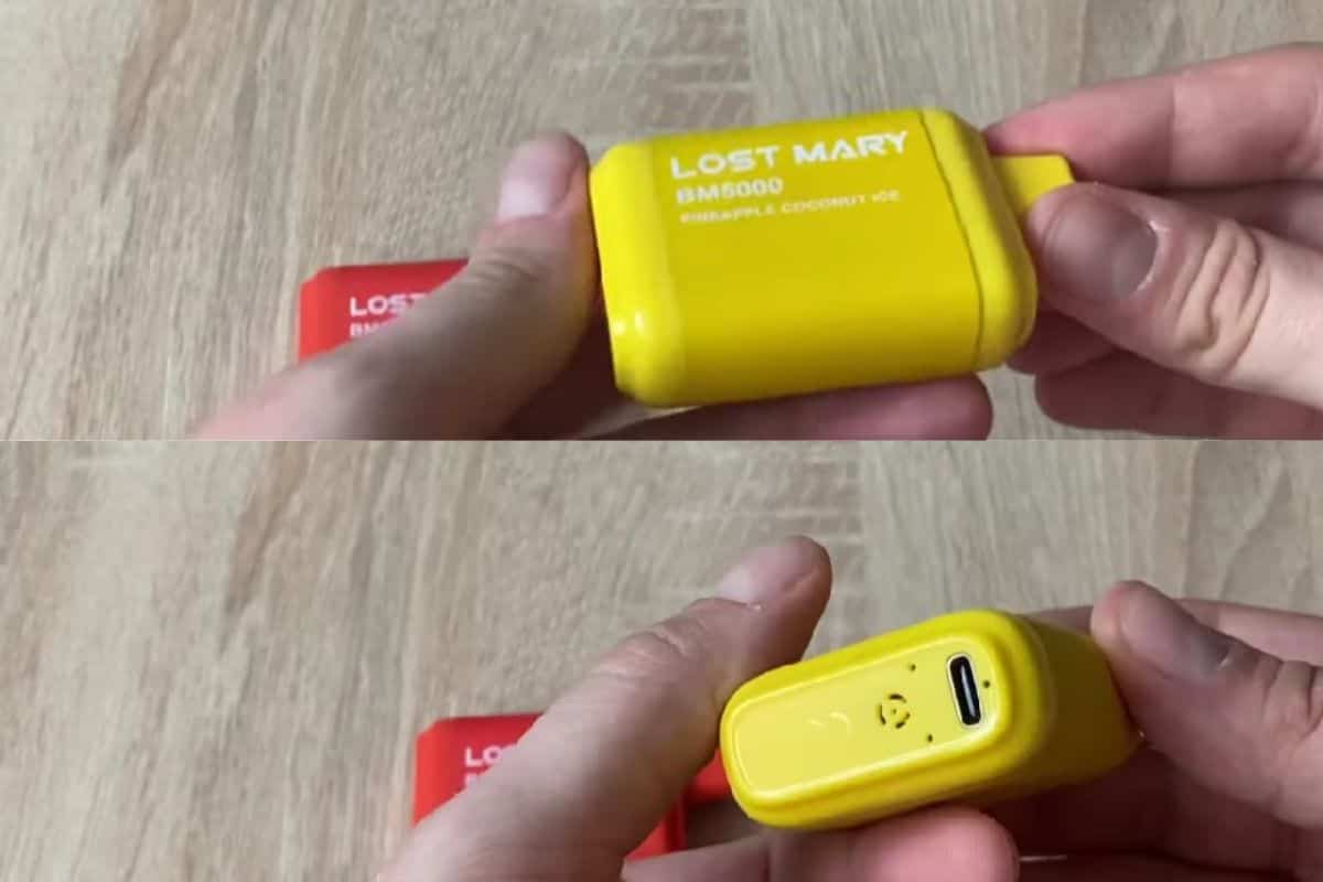 Showing how to charge Lost Mary Vape Device