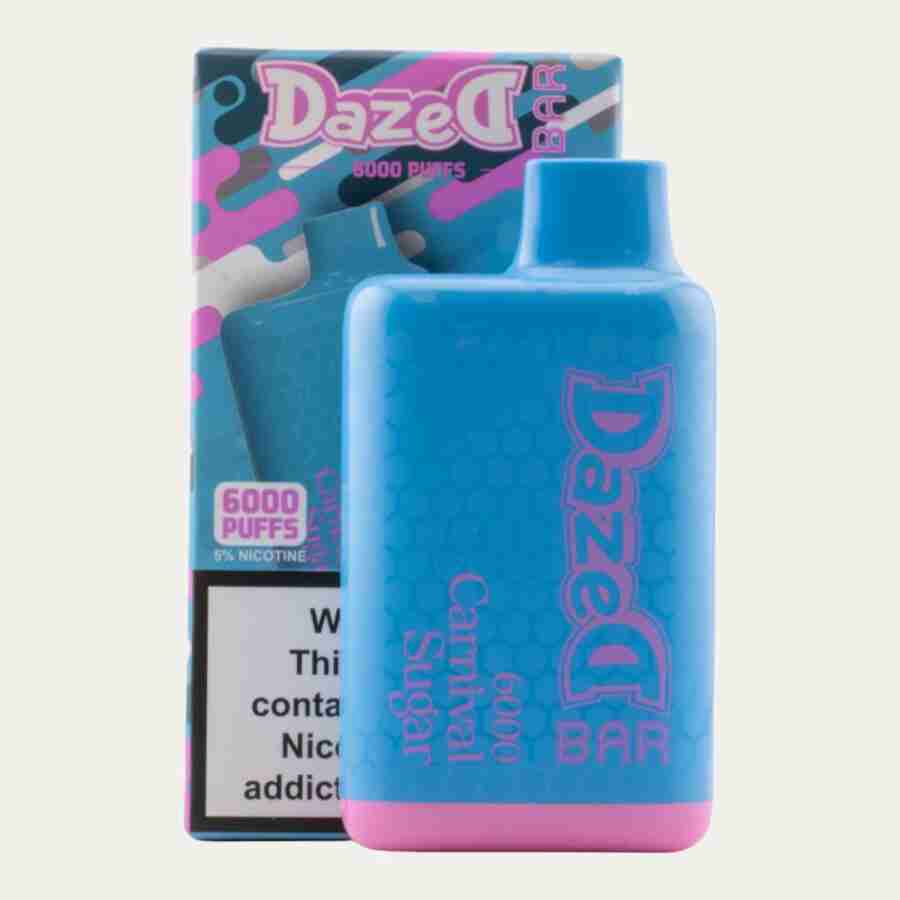 Dazed bar 6000 disposable vapes blue and pink.