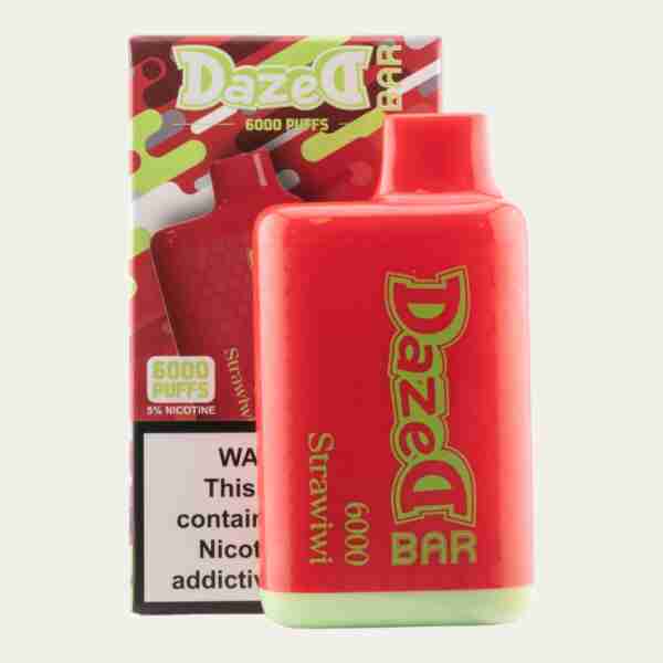 Dazed Bar 6000 Disposable Vapes red and green.