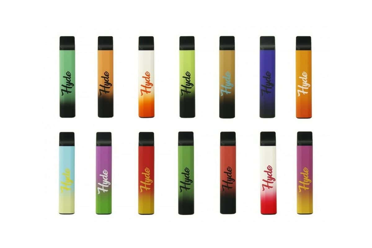 A set of 14 different hyde vape devices with various flavors