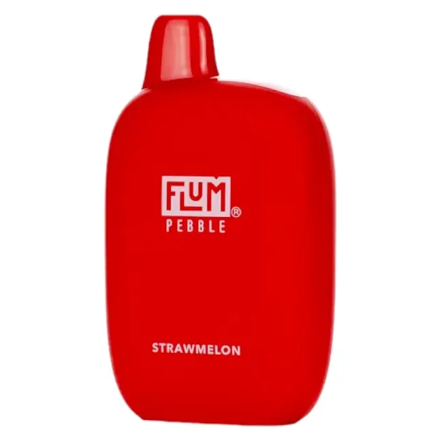 a red bottle with the word fum pebble on it.