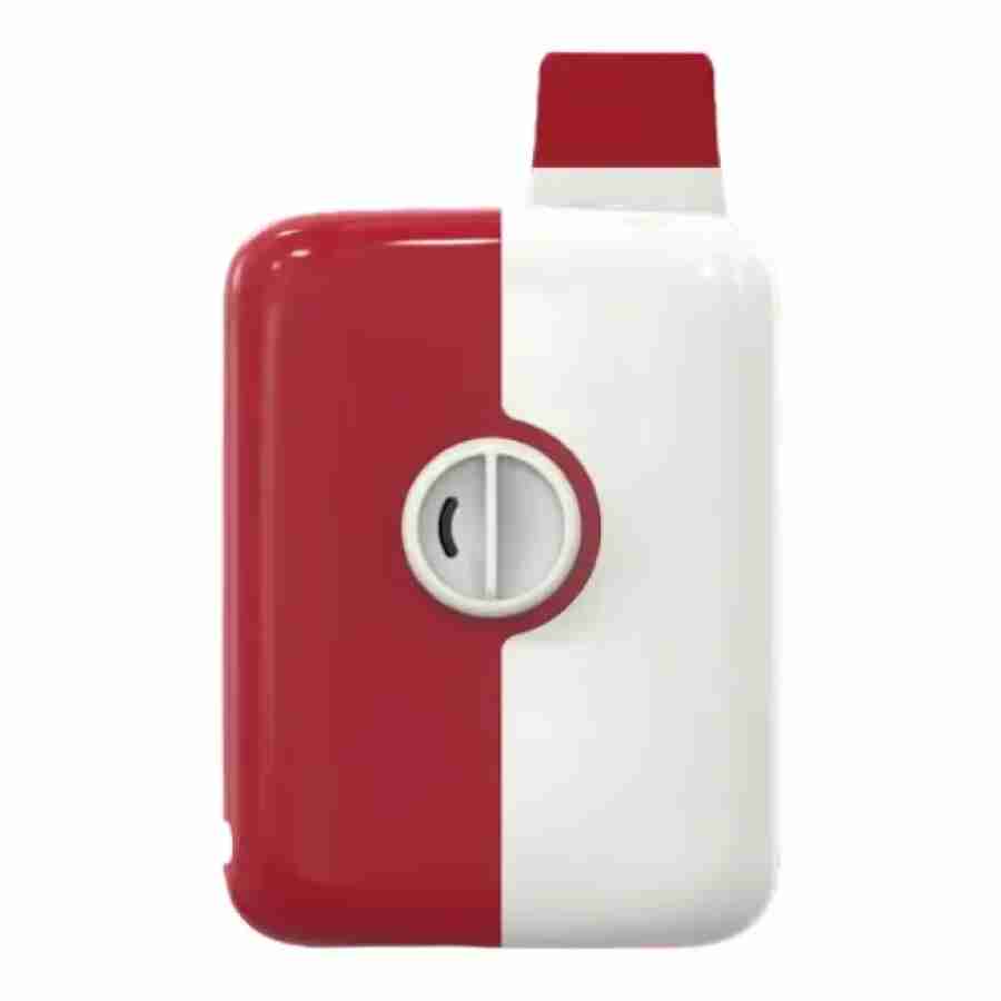 A red and white mr fog switch sw5500 disposables bottle with a lid.