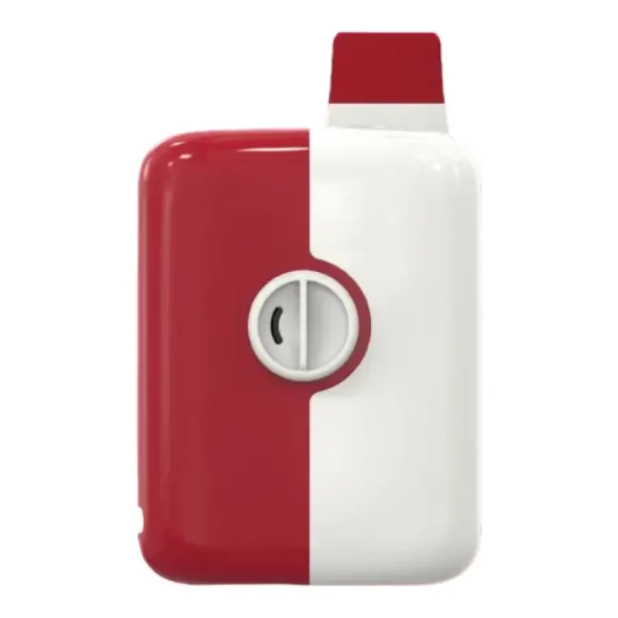 a red and white Mr Fog Switch SW5500 Disposables bottle with a lid.