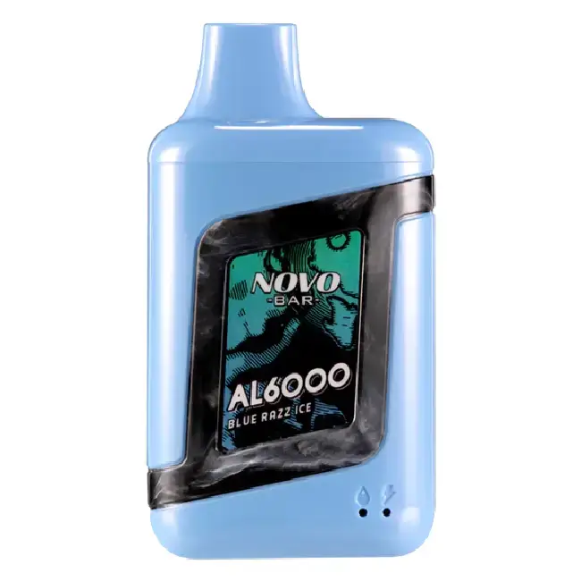 An image of a blue smok novo bar al6000 disposable vapes with a logo on it.