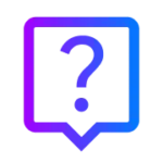 A blue and purple question mark icon on a black background.