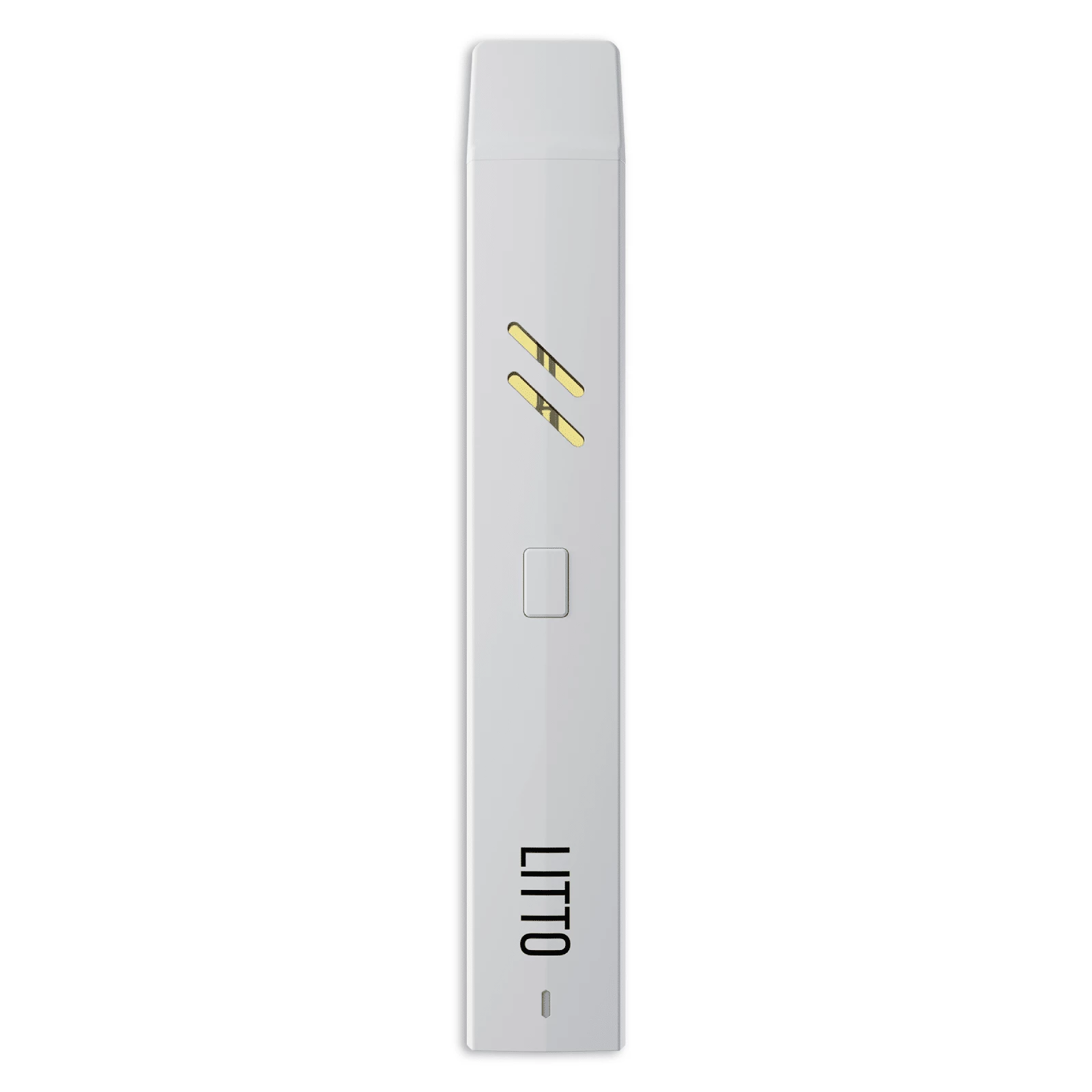 A litto hhc aio tri blend disposable vape pen (2g) electronic cigarette with a yellow stripe on it.