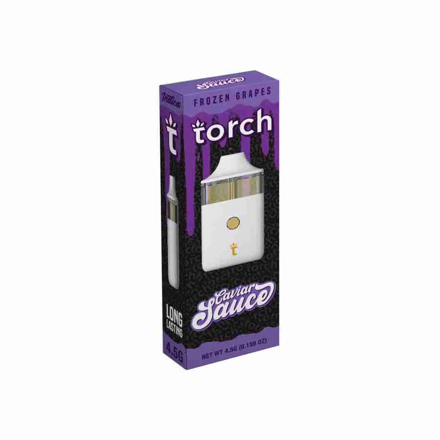 A box with a torch caviar sauce disposables (4. 5g) and a purple box.