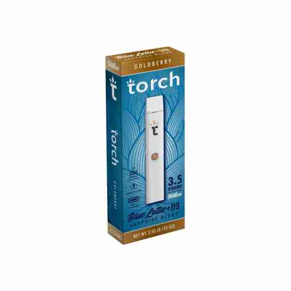 A box of Torch Blue Lotus Sapphire Blend Disposable Vape Pens