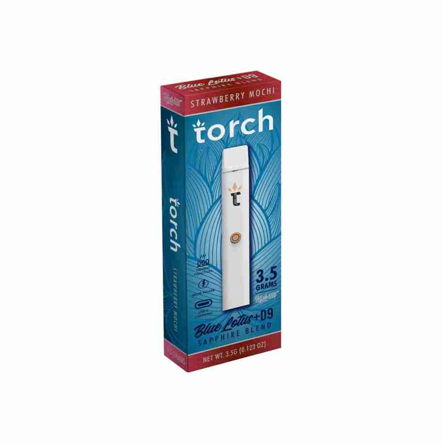 A box of torch blue lotus sapphire blend disposable vape pens