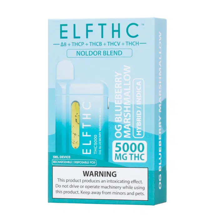 Elfhc noldor blend vape cartridges infused with blueberry and cbd.