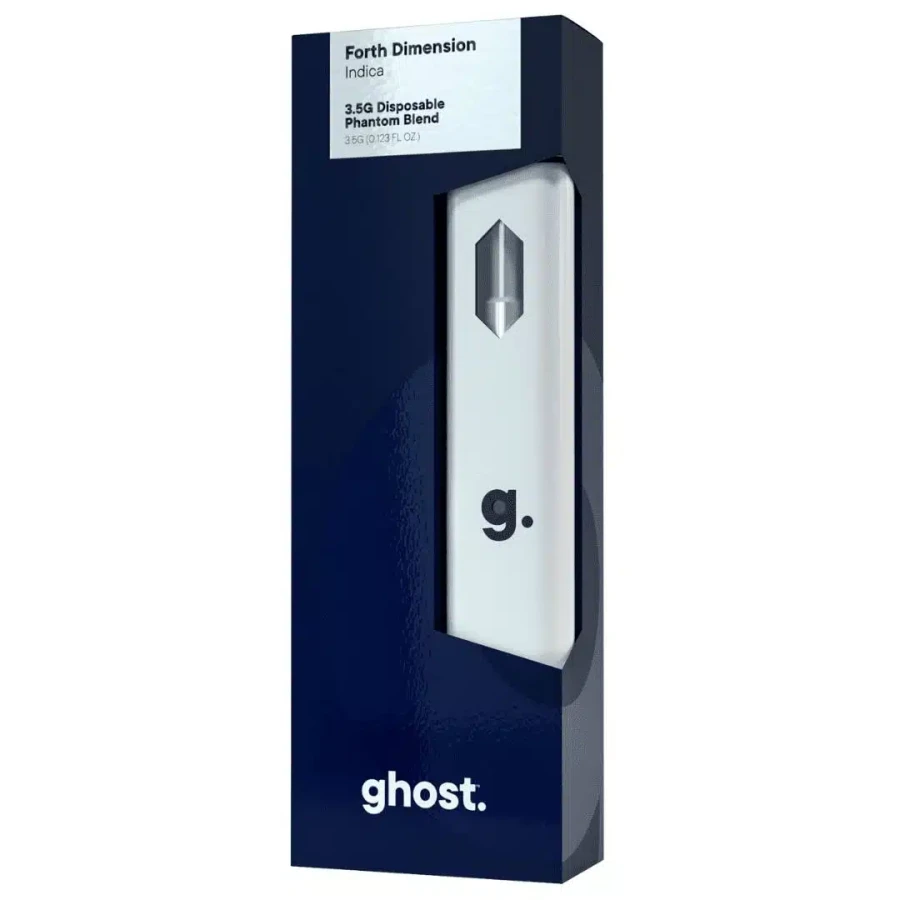 A white ghost phantom blend live resin disposable vapes 3. 5g pen.