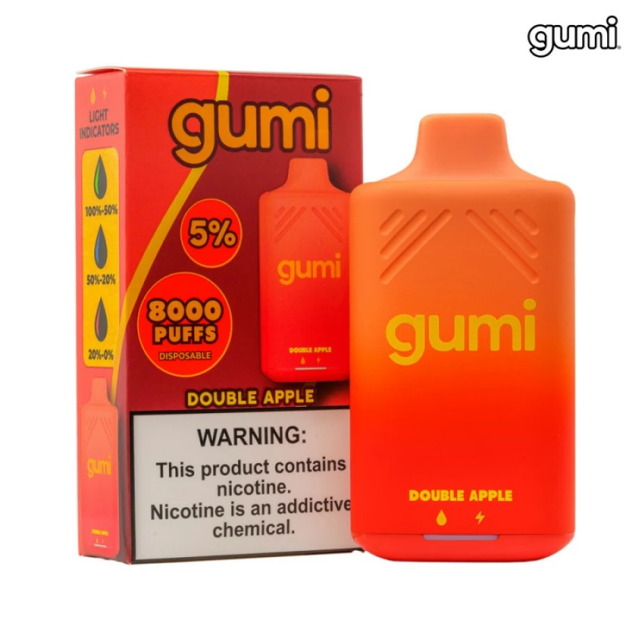 A box of Gumi Bar 8000 Puffs 5% Disposable Vapes e liquid.