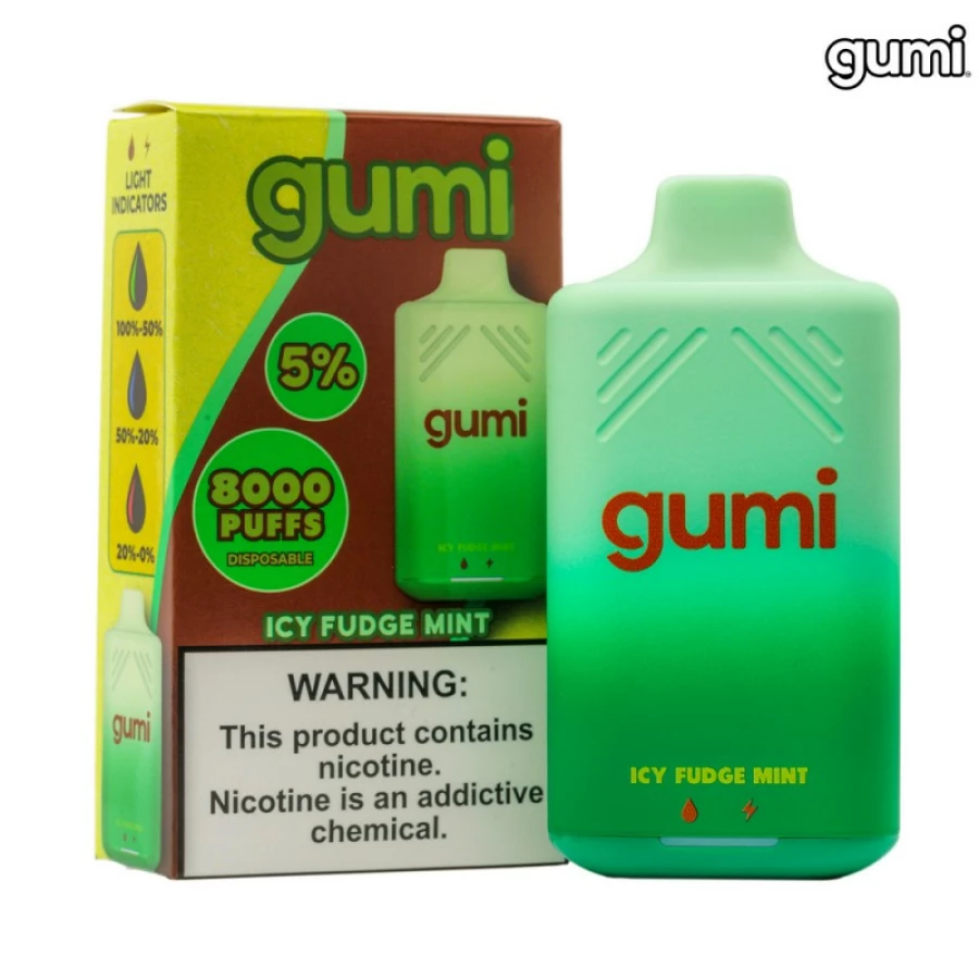 A box of Gumi Bar 8000 Puffs 5% Disposable Vapes.