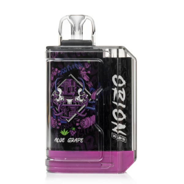 A Lost Vape Orion Bar 7500 Puffs 5% Disposable Vapes with a purple and black design on it.