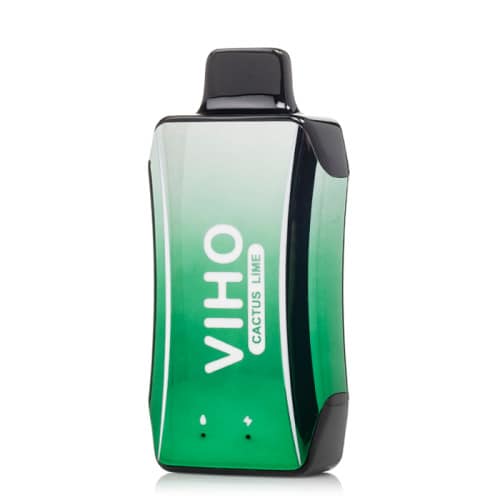 A green and black viho turbo 10000 5% disposable vapes with the word viho on it.