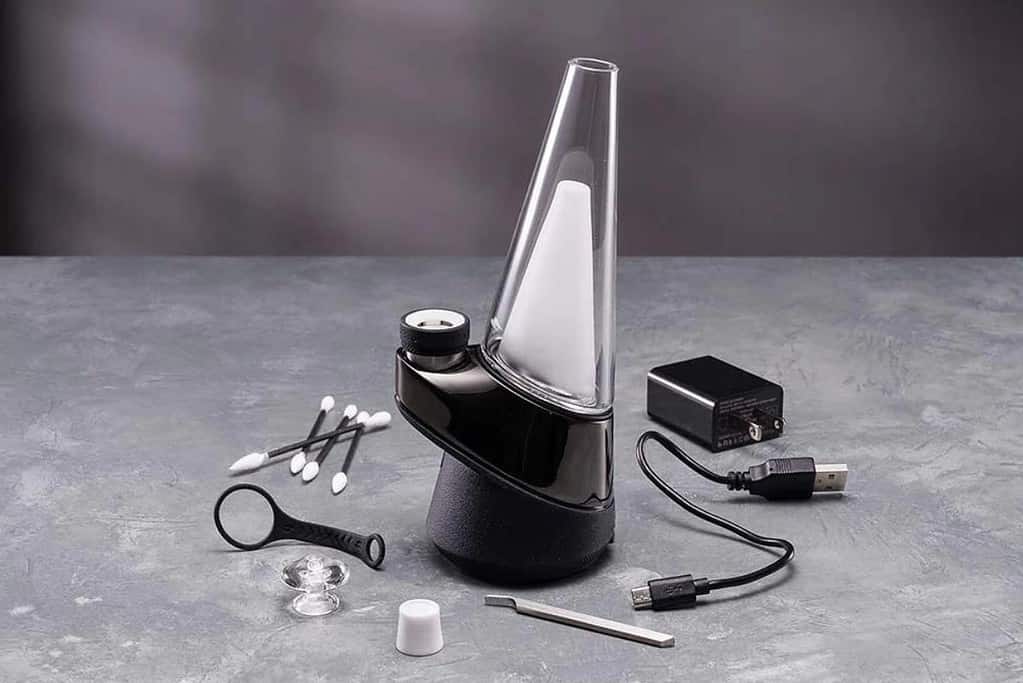 A table with a puffco vaporizer and its temperature settings explained.