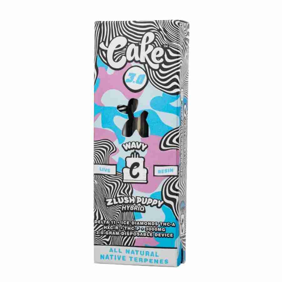 A box of cake wavy disposable vape pens g with a dog on it