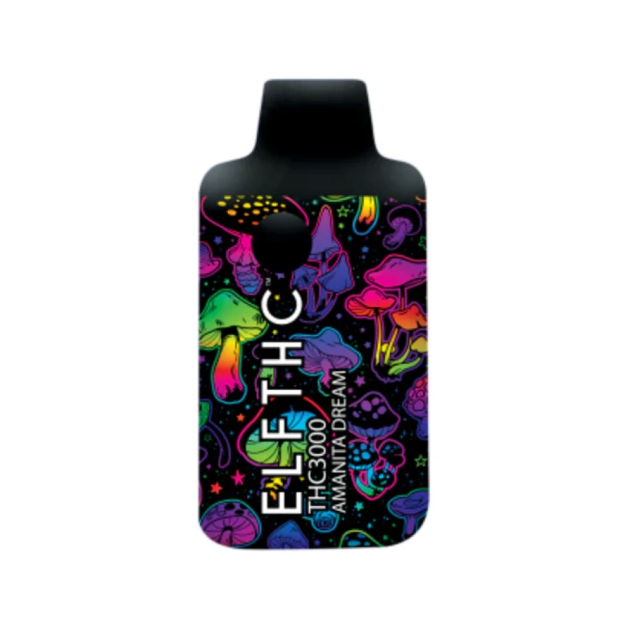 A black bottle with elf thc limited edition disposables g design on it