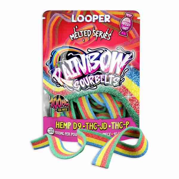 The Looper Melted Series Sour Belts mg | pc rainbow cones in a package
