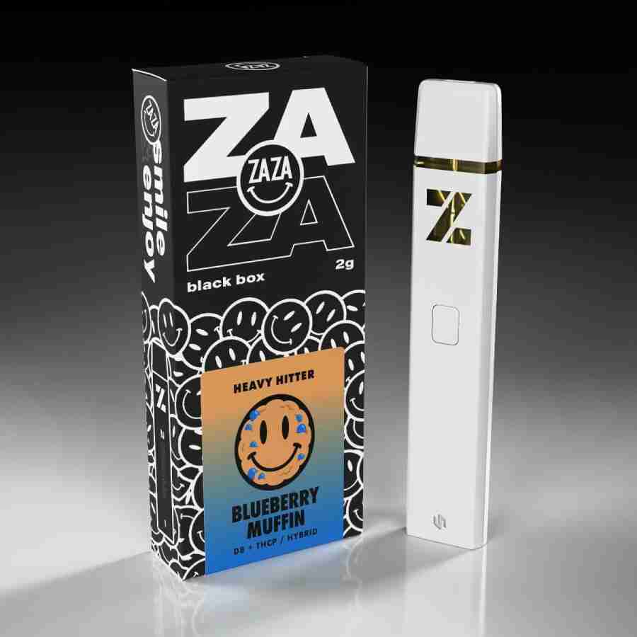 A box of zaza black box heavy hitter disposable vape pens g with a smiley face
