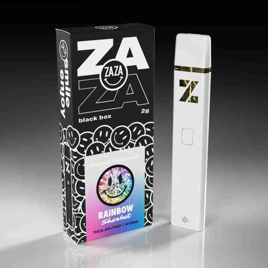 A white zaza black box liquid diamonds disposable vapes g with a box of zaz e cigs next to it
