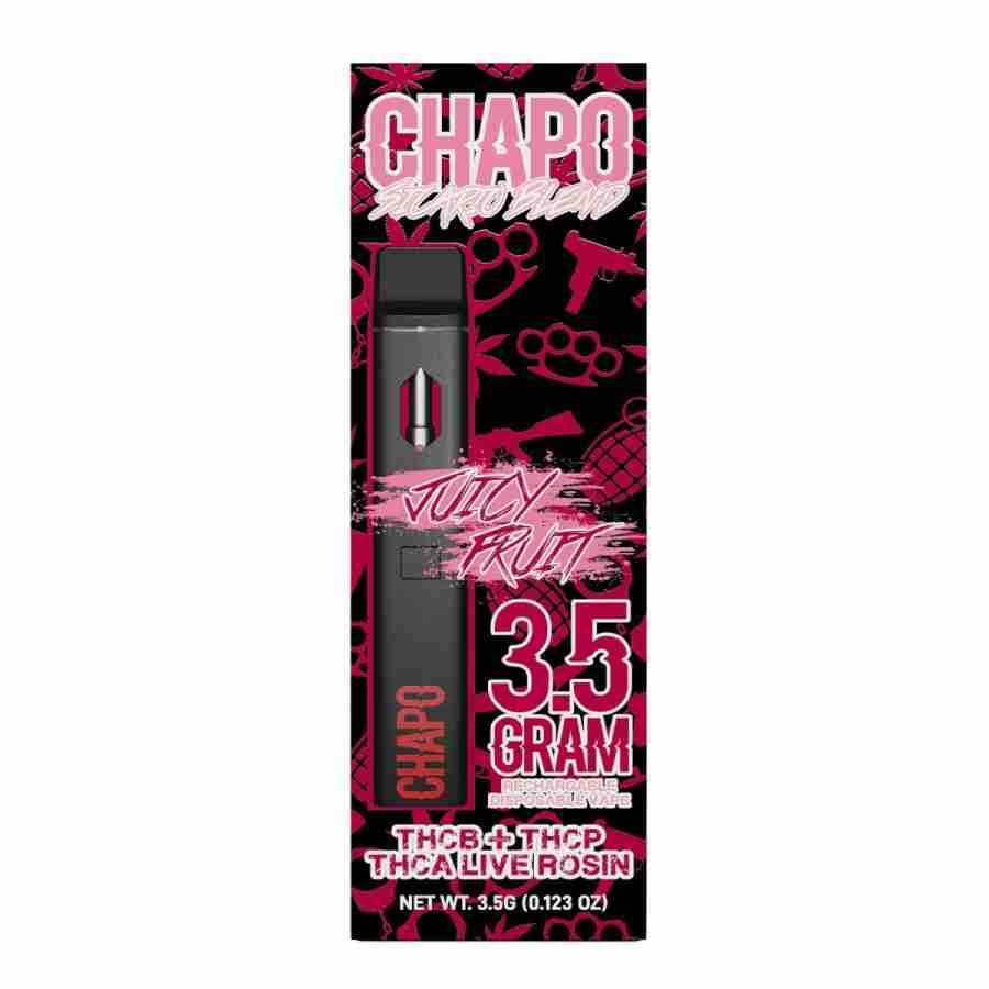A package of a vape pen with a pink and black design