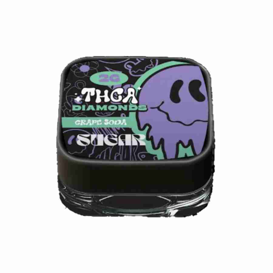 A tin with a purple ghost on it