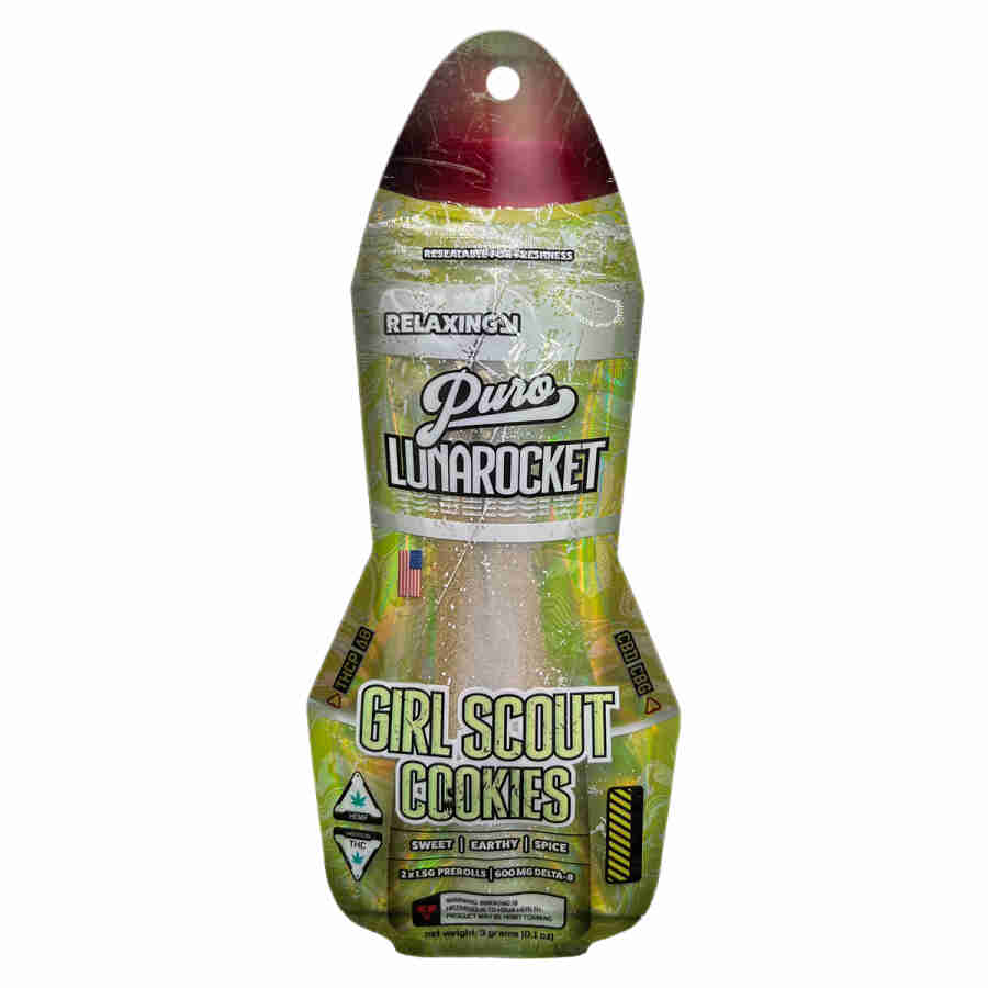 A plastic bottle of puro lunarockets kief cones pc g