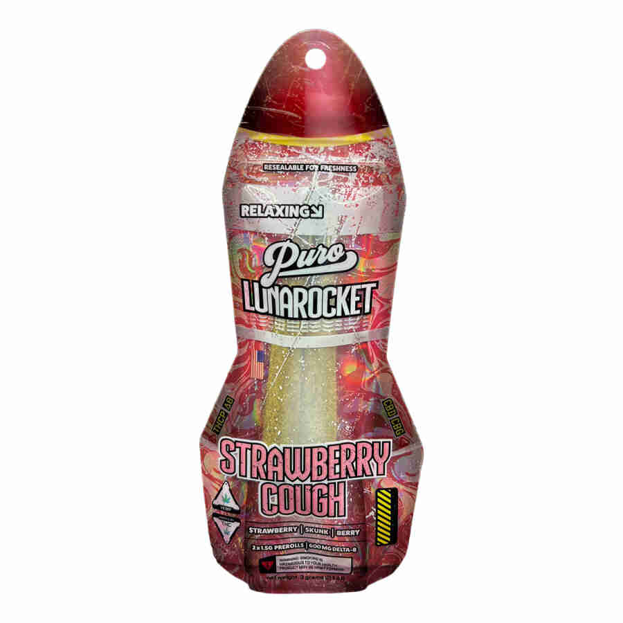 A bottle of puro lunarockets kief cones pc g with a dildo on it