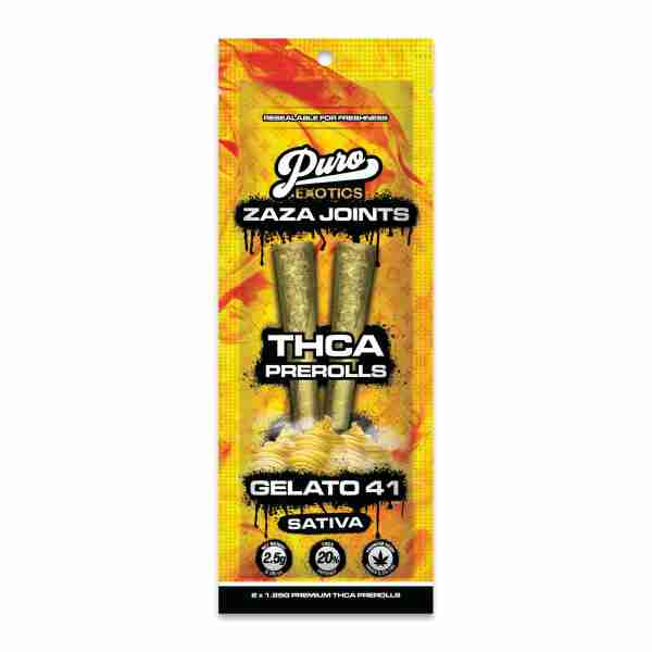 A package of thica joints in a yellow color