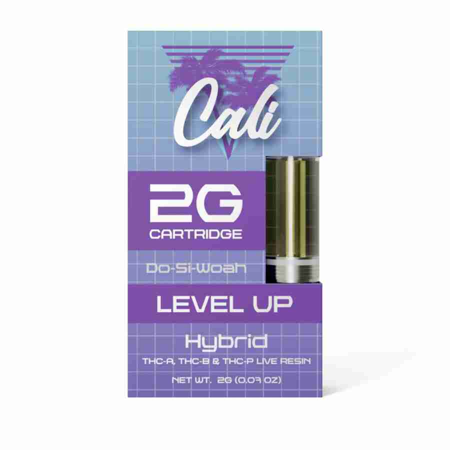 A package of cali extrax level up live resin cartridges g