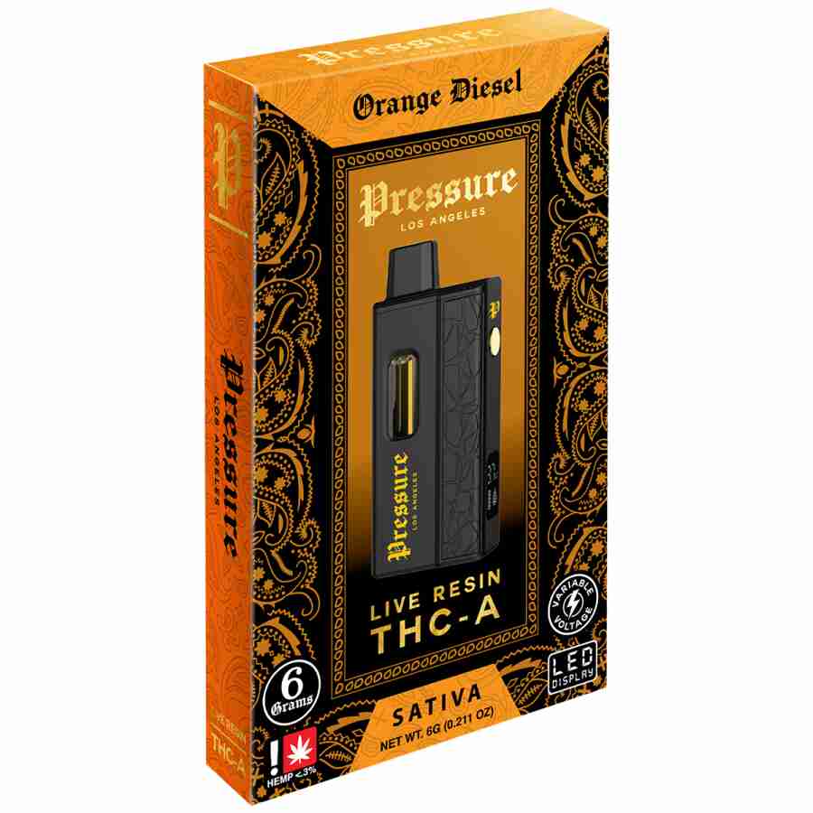 A box with a pressure live resin thc a disposables g and a box of e liquid
