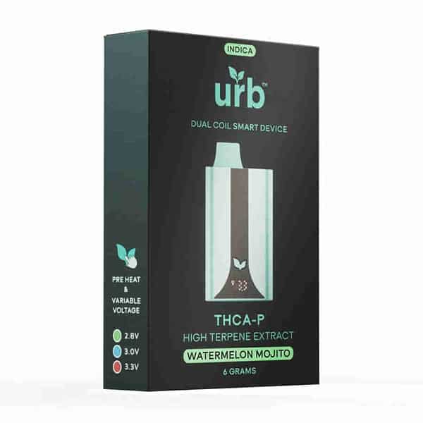 A box of the Urb Dual Coil Smart Device THCA P Disposables g e liquid