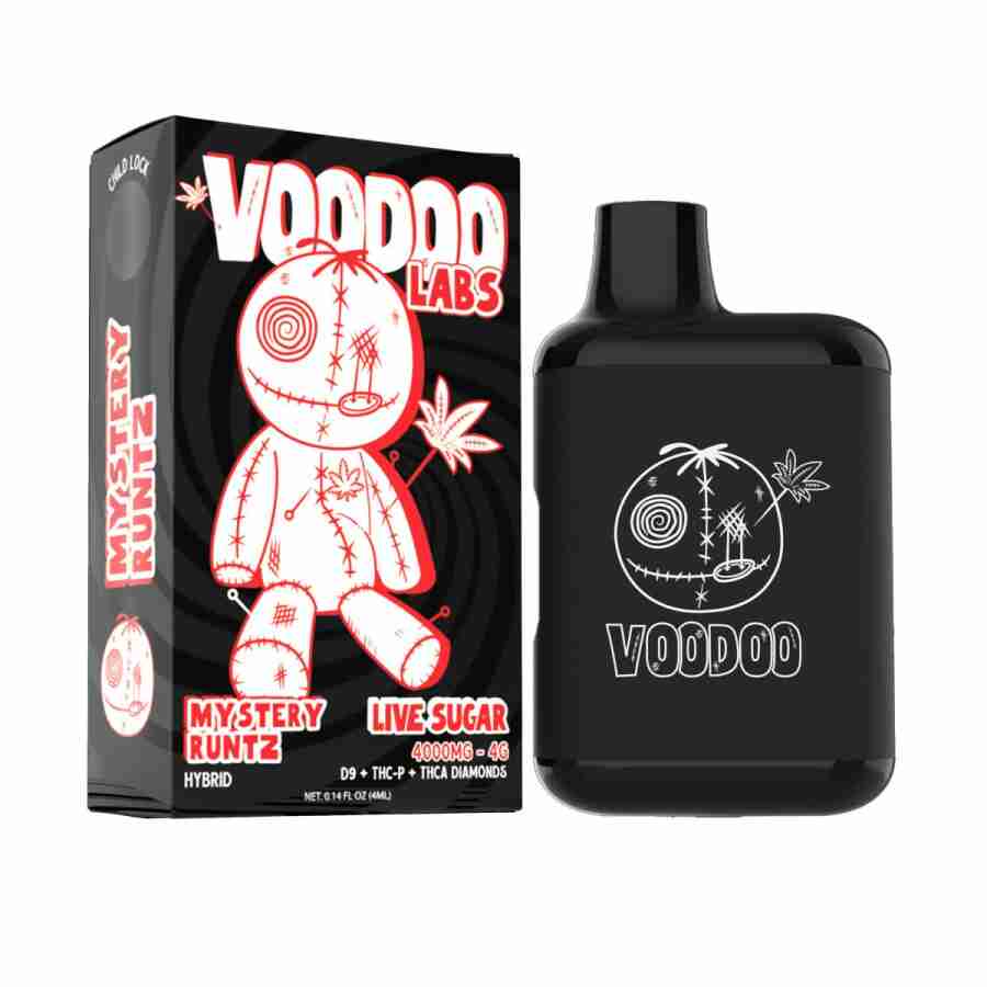 A bottle of voodoo cbd with a box