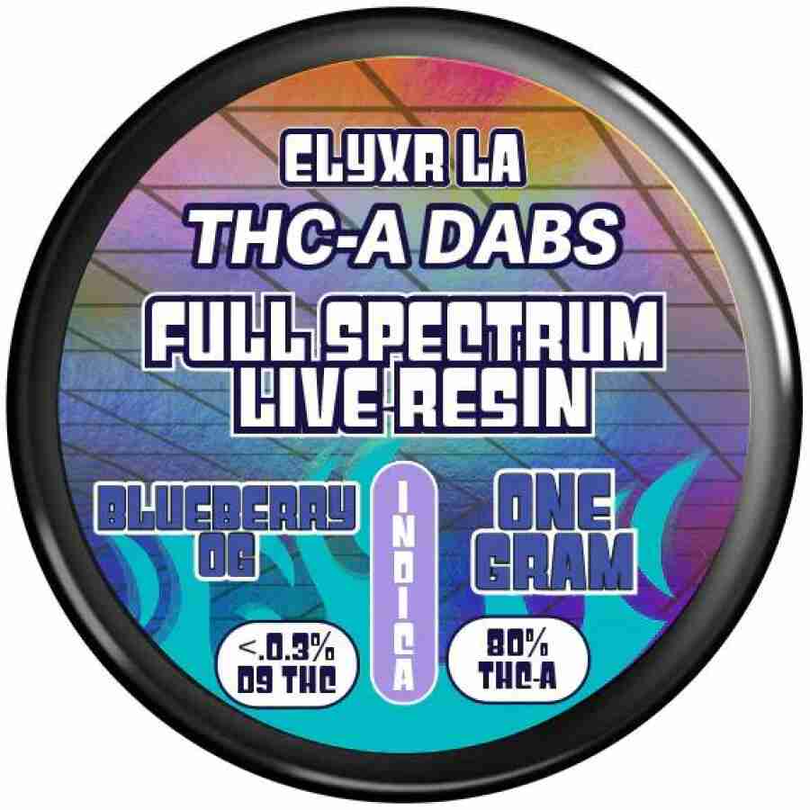 A round elyxr la thca full spectrum live badder dabs g label with text and images