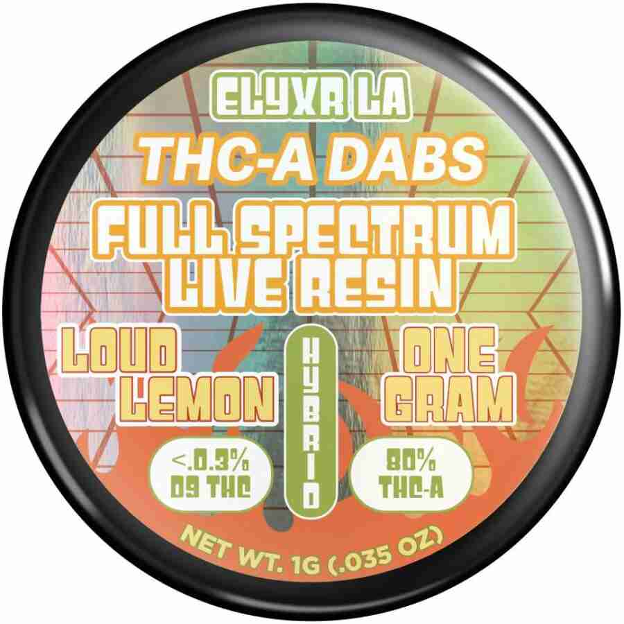 A round elyxr la thca full spectrum live badder dabs g label with text on it