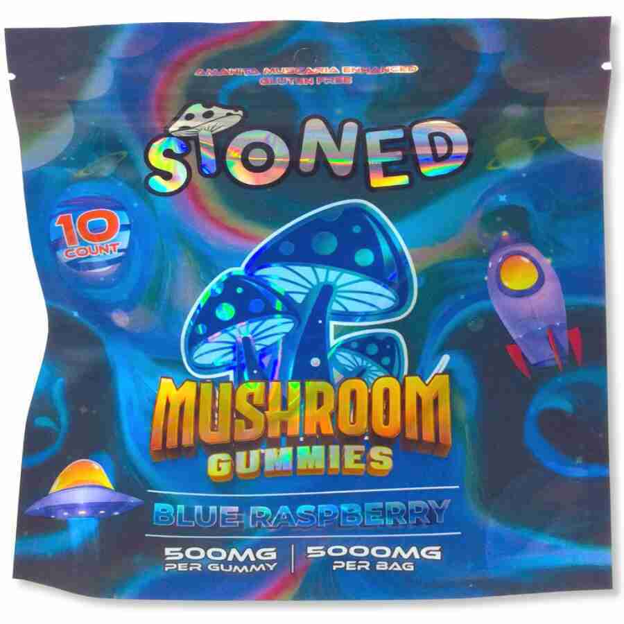 Stoned mushroom gummies 5000mg blue raspberry