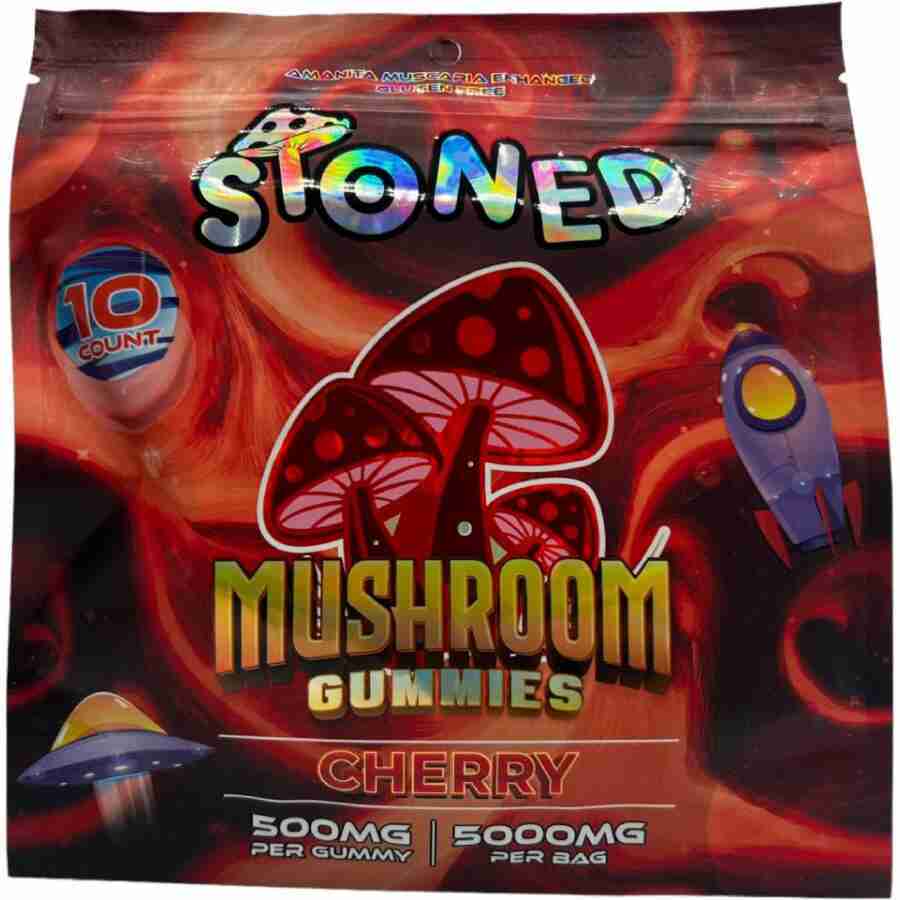 Stoned mushroom gummies 5000mg cherry