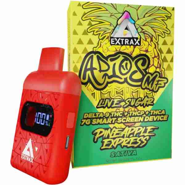 Delta extrax adios mf live sugar blend thca disposables 7g pineapple express.