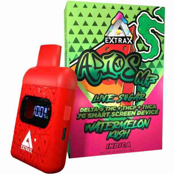 Delta Extrax Adios MF Live Sugar Blend THCA Disposables 7g watermelon kush.