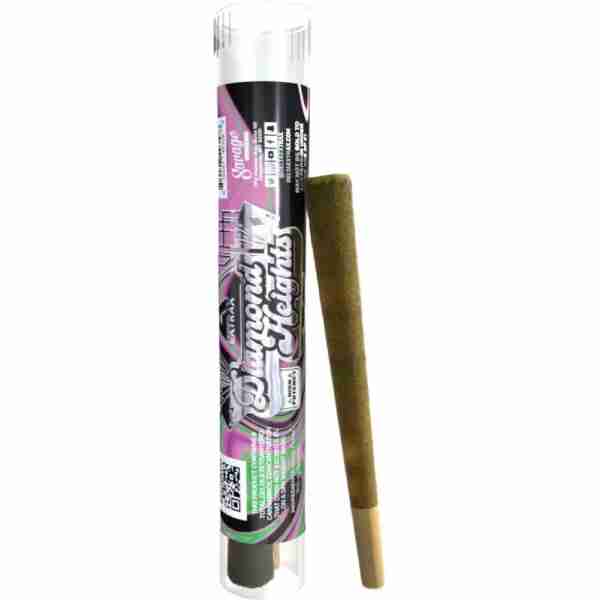Pre rolled Delta Extrax Diamond Heights Exotic THCA pc Pre Rolls g tube with product label