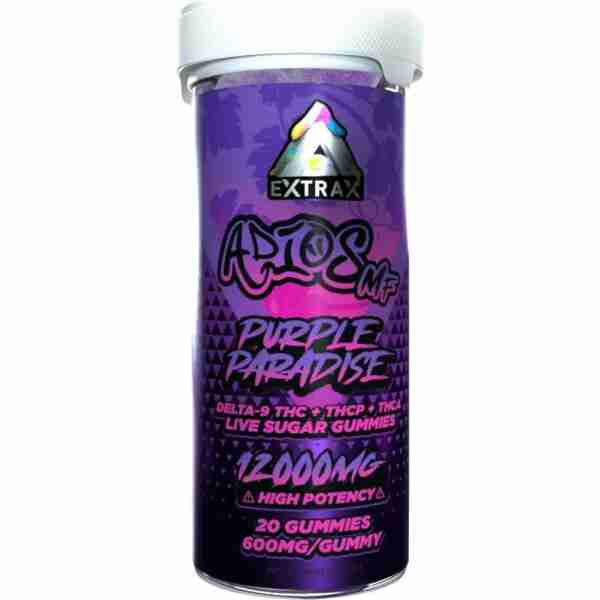 Delta extrax adios mf live sugar blend 12k gummies 20pc purple paradise.