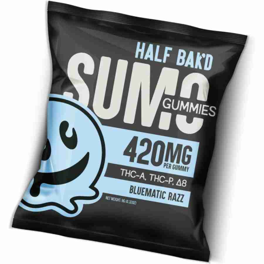 Half bak'd sumo gummies 420mg 2pc bluematic razz