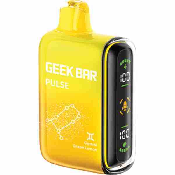 Geek bar pulse 12k nicotine vape gemini grape lemon.