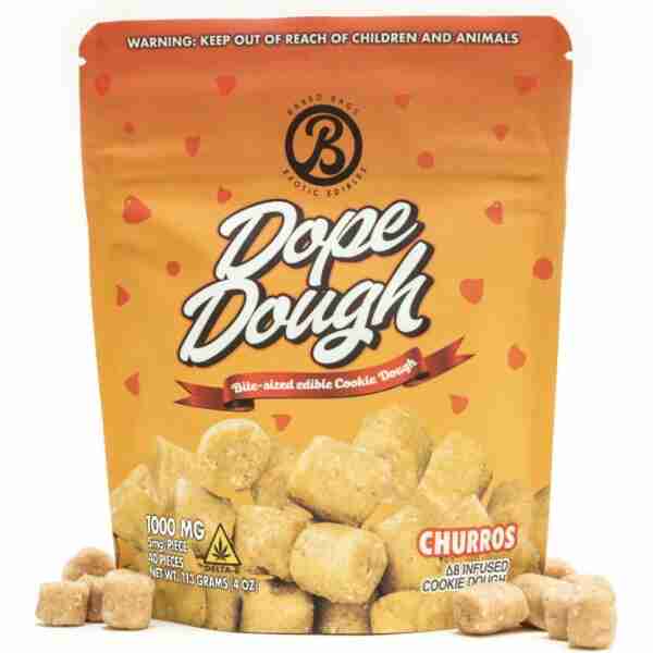 baked bags dope dough d8 edibles 1000mg 40pc churros.