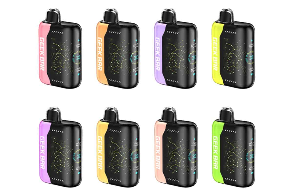 A collection of different geek bar vapes